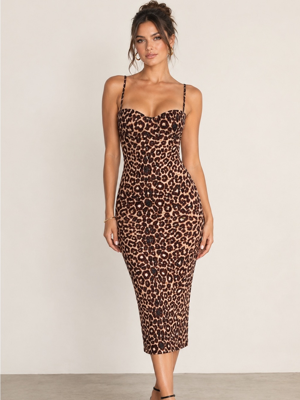 L*Space Leopard Print Midi Dress | Bodycon Spaghetti Strap